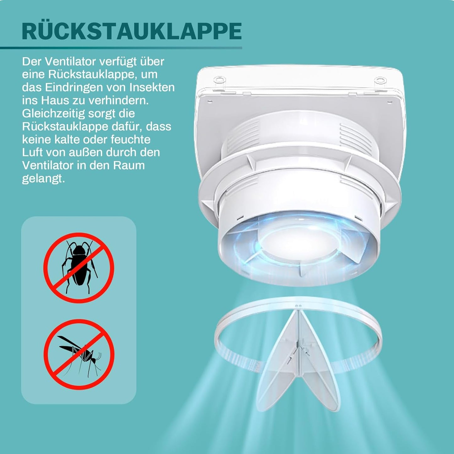 Vrietina 100mm Badlüfter mit Kupfermotor und Rückstauklappe