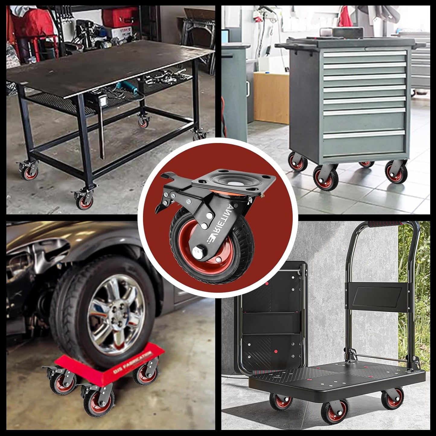 Vrietina 200mm Schwerlast - Lenkrollen – 4 Stück, 1200kg Set