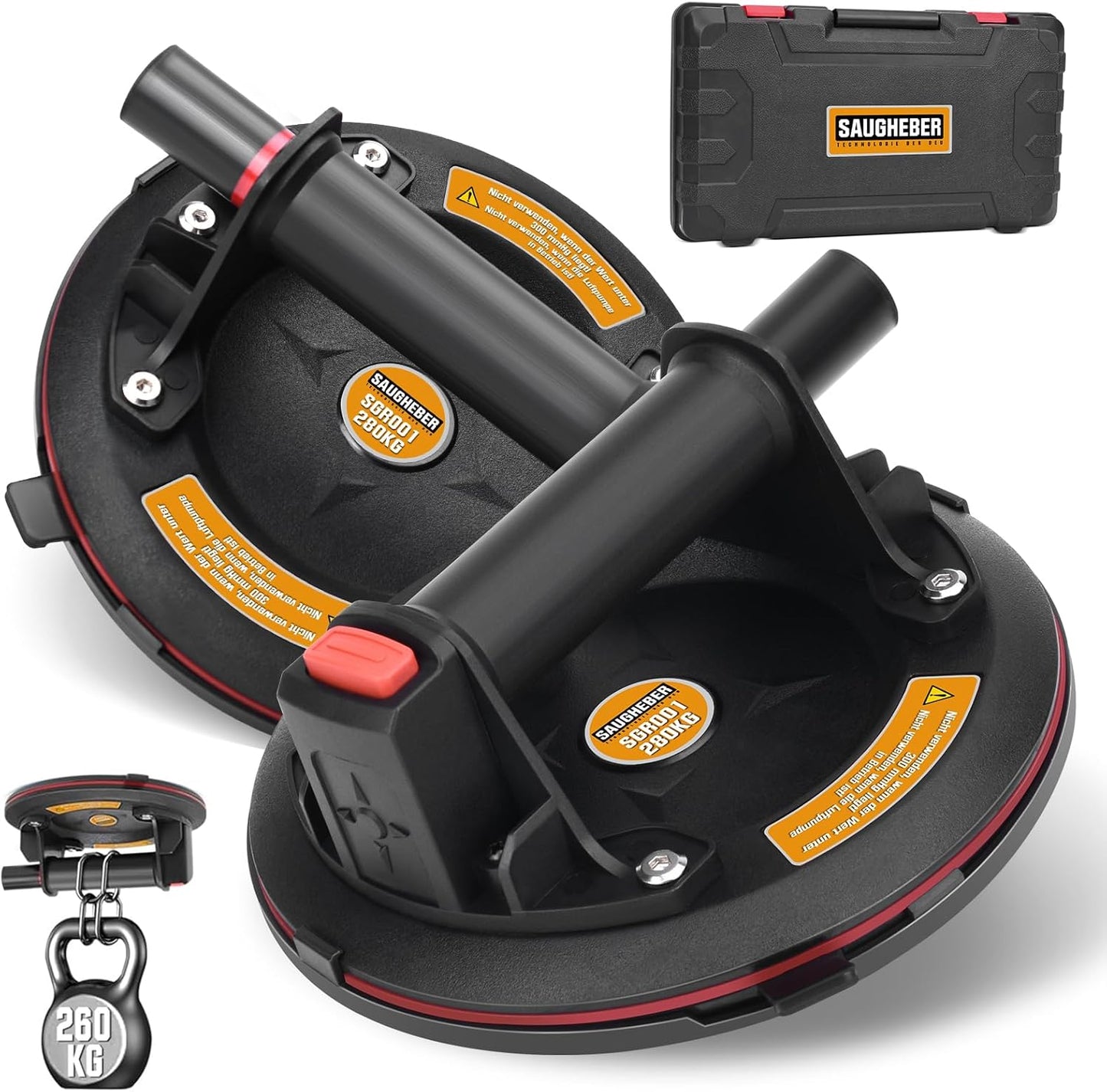 Vrietina 8 - Zoll Glas - Saugnapf Set – Starke Doppelschicht - Saugheber