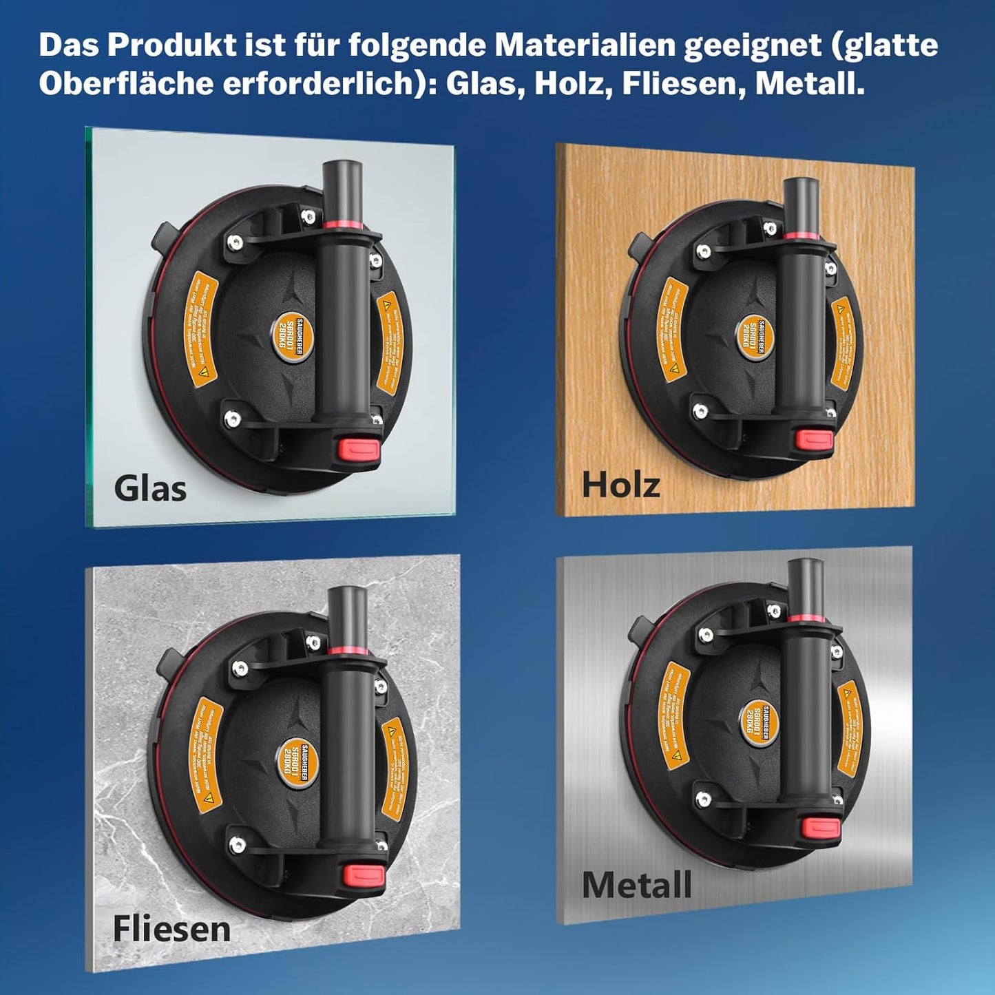 Vrietina 8 - Zoll Glas - Saugnapf Set – Starke Doppelschicht - Saugheber