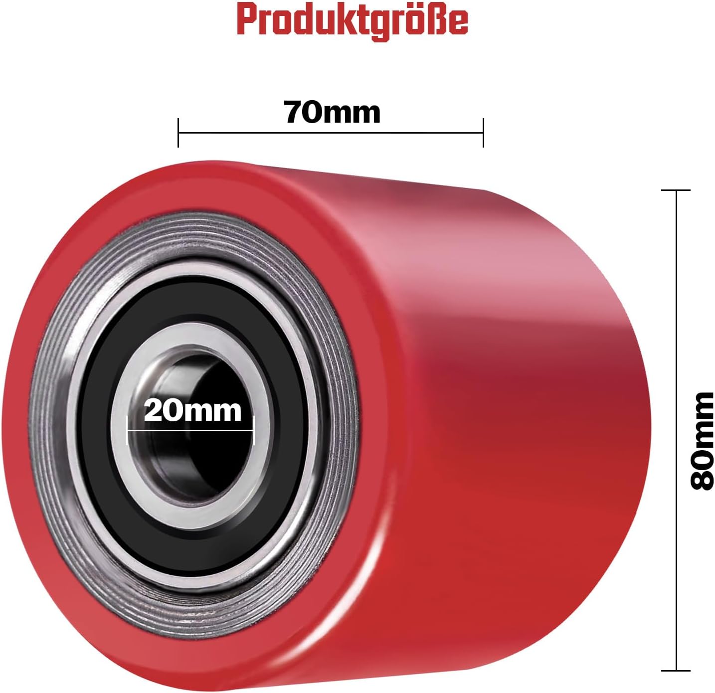 Vrietina 80x70mm Gabelstapler - Räder – Rotes PU, 4er - Set Ersatzräder