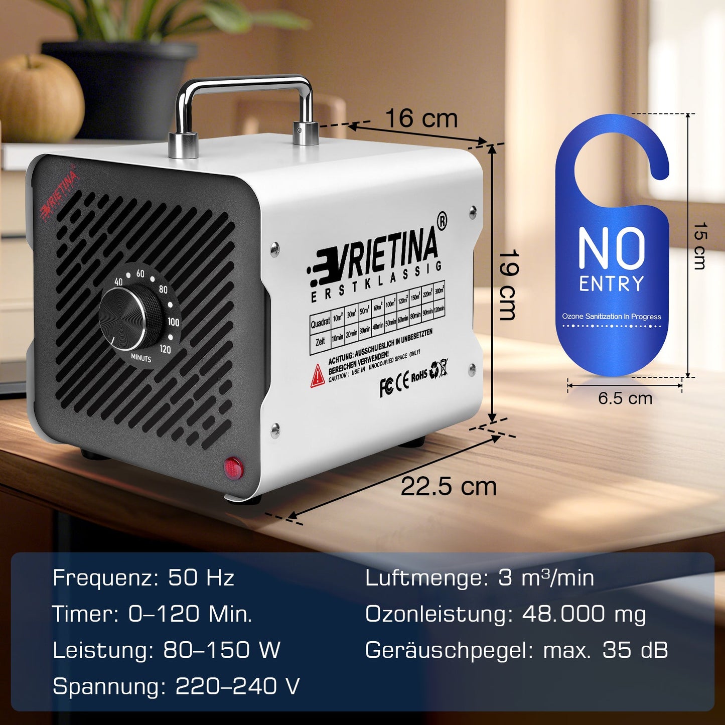 Vrietina Hochleistungs - Ozongenerator – Luftreiniger & Desinfektion