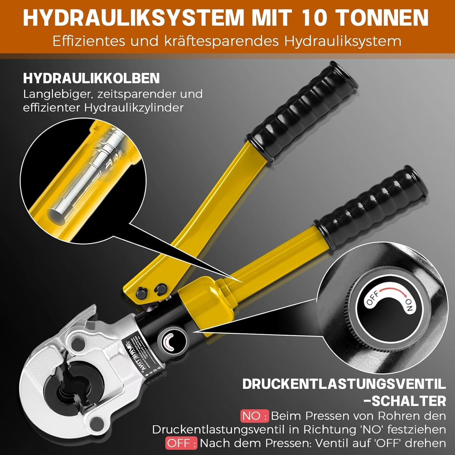 Vrietina Hydraulische Presszange – Profi Rohrpresswerkzeug Set