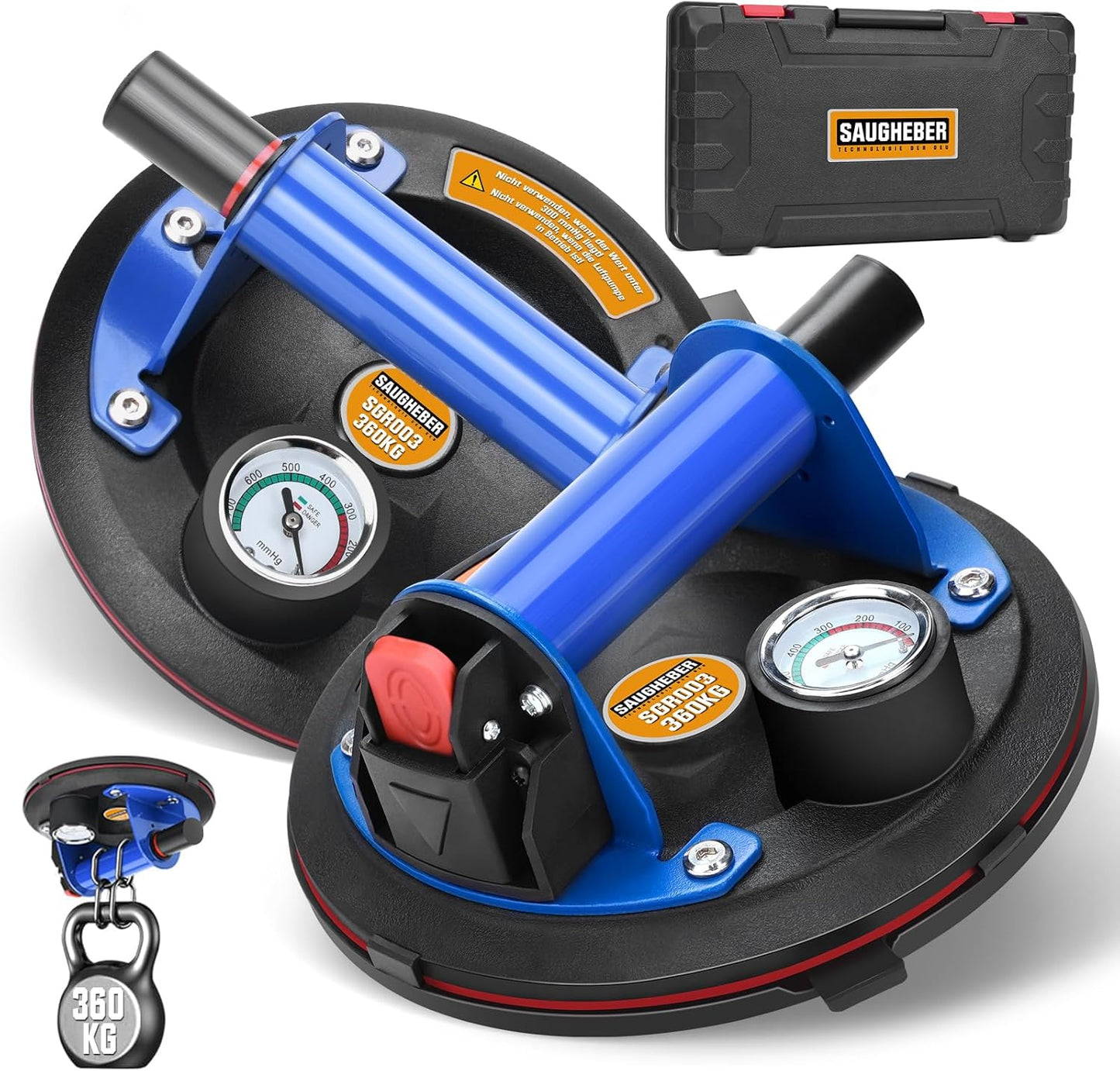 Vrietina Manometer - Saugheber Set – 2 Stück, Handpumpe, Edelstahl