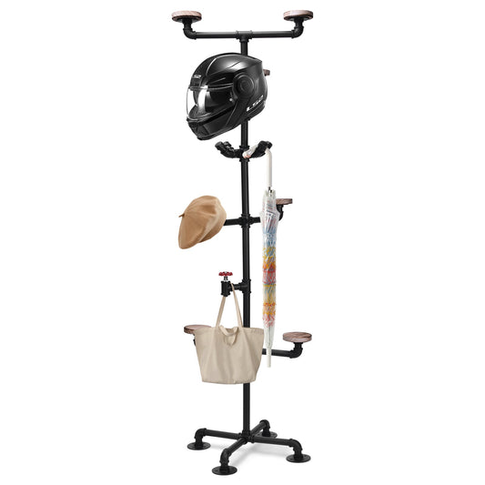 Industrial Pipe Hat Rack – 6 - Layer 66.9" Tall Stand with Coat & Accessory Hooks - Vrietina