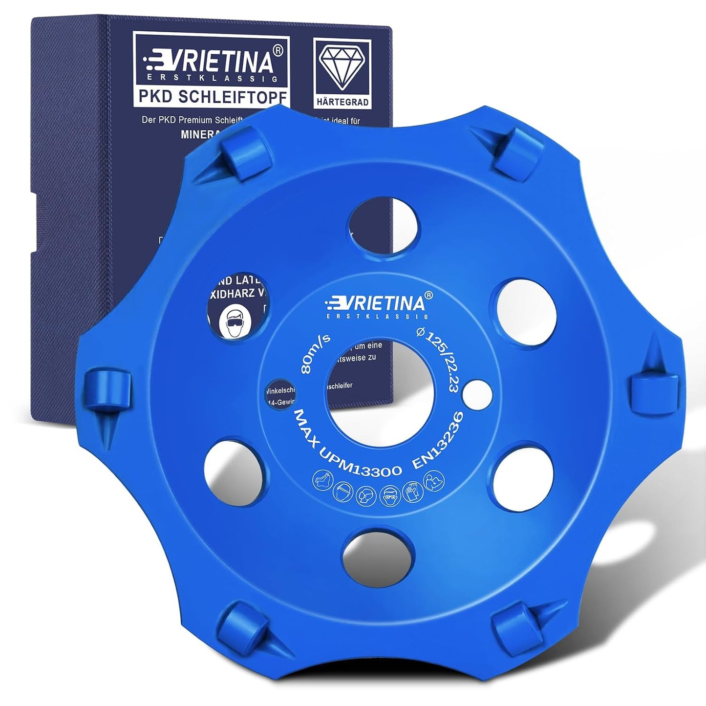PKD Diamant - Schleiftopf 125 mm – 6 Segmente, 22,23 mm Bohrung