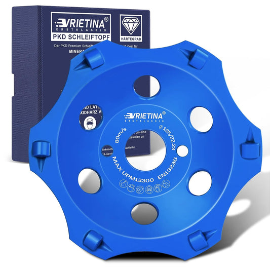 PKD Diamant - Schleiftopf 125 mm – 6 Segmente, 22,23 mm Bohrung