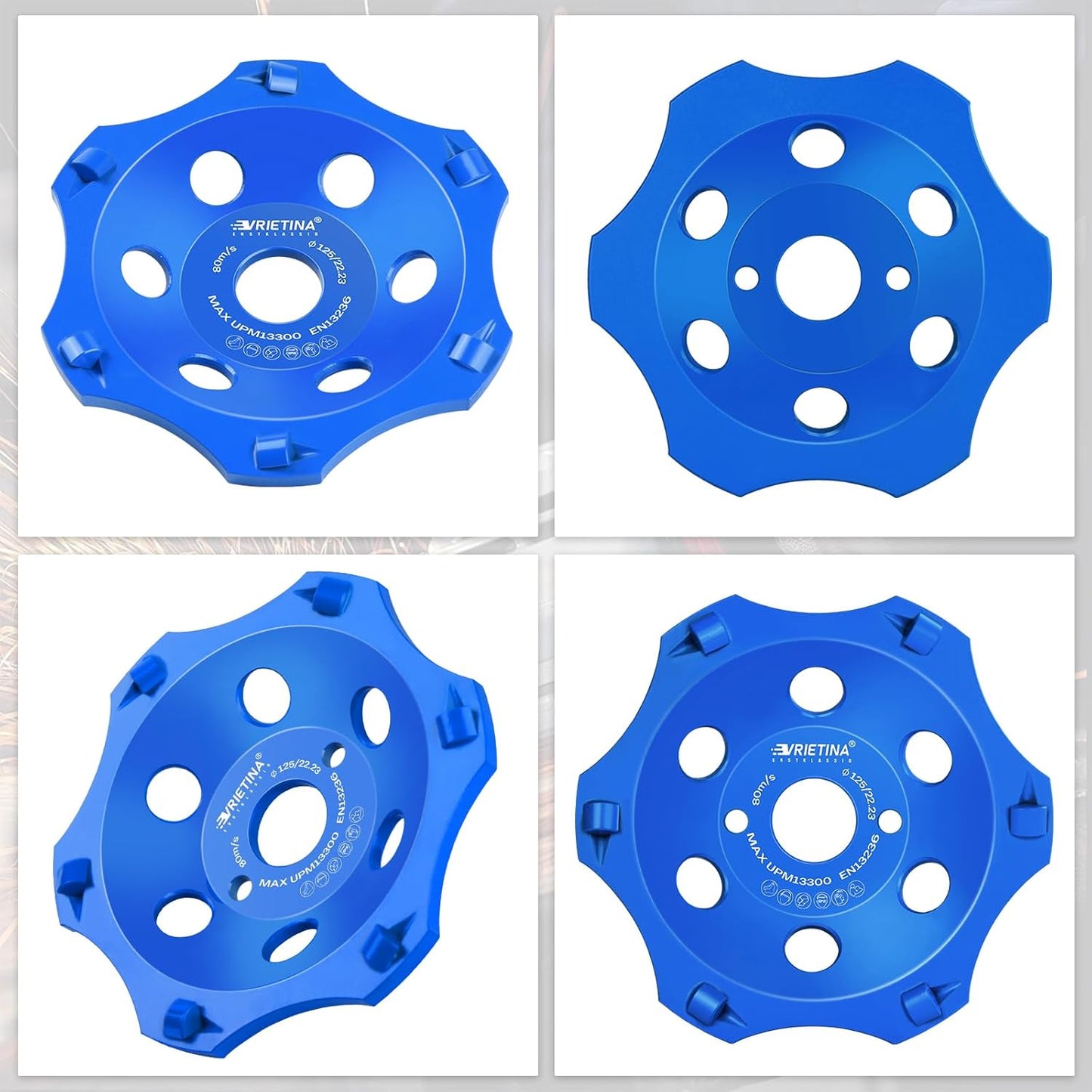 PKD Diamant - Schleiftopf 125 mm – 6 Segmente, 22,23 mm Bohrung