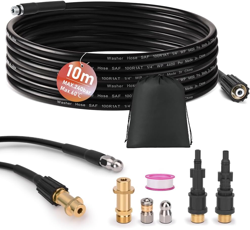 Vrietina 10m Rohrreinigungsschlauch Set – Für Kärcher & Bosch