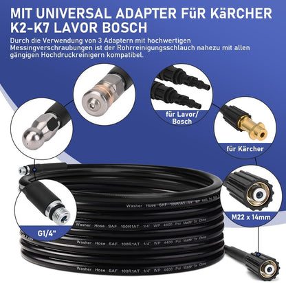 Vrietina 15m Rohrreinigungsschlauch Set – Für Kärcher & Bosch