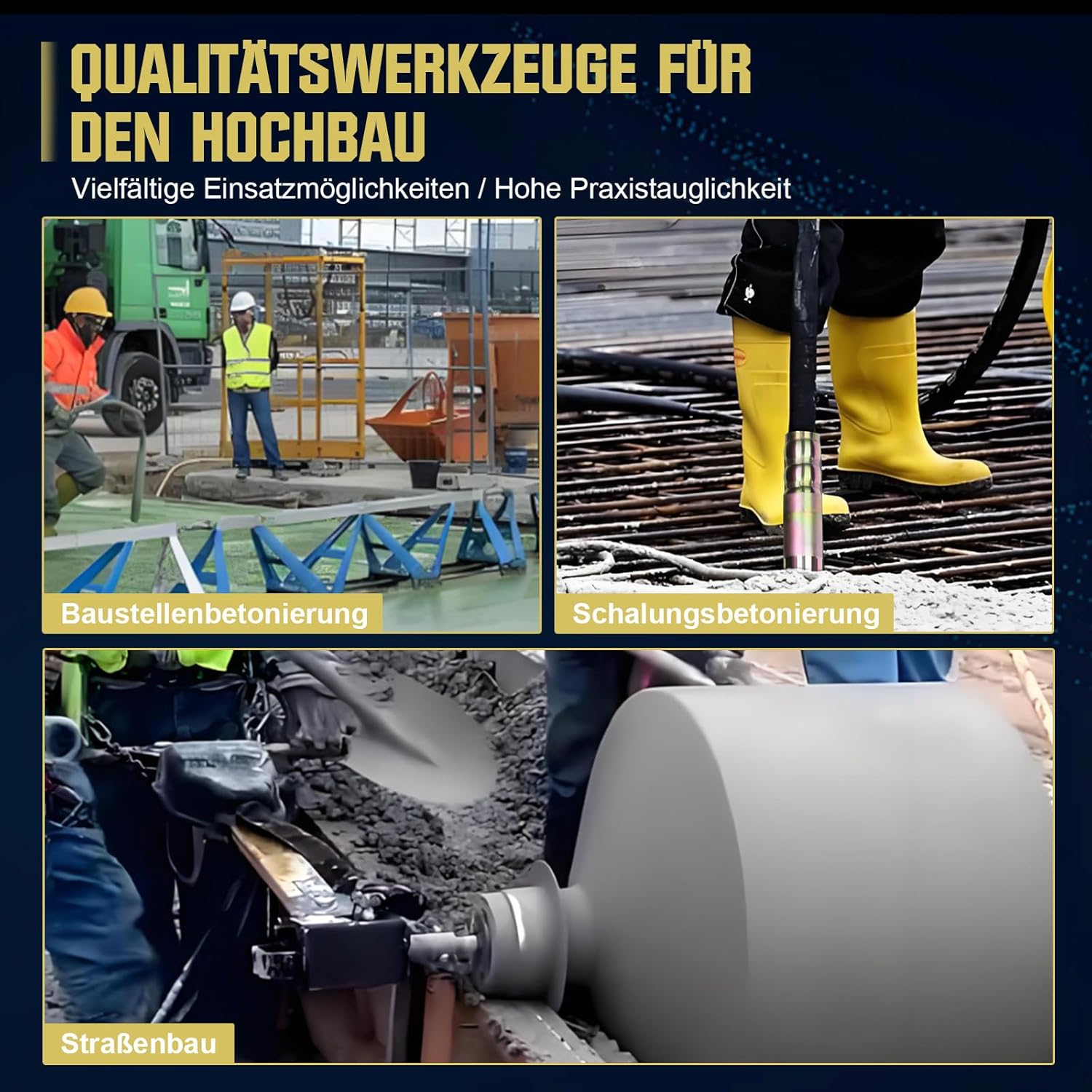 Vrietina 1800W Handbetonvibrator – 1,5m Schlauch, 35mm Kopf