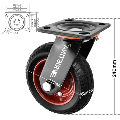 Vrietina 200mm Schwerlast - Lenkrollen – 4 Stück, 1200kg Set
