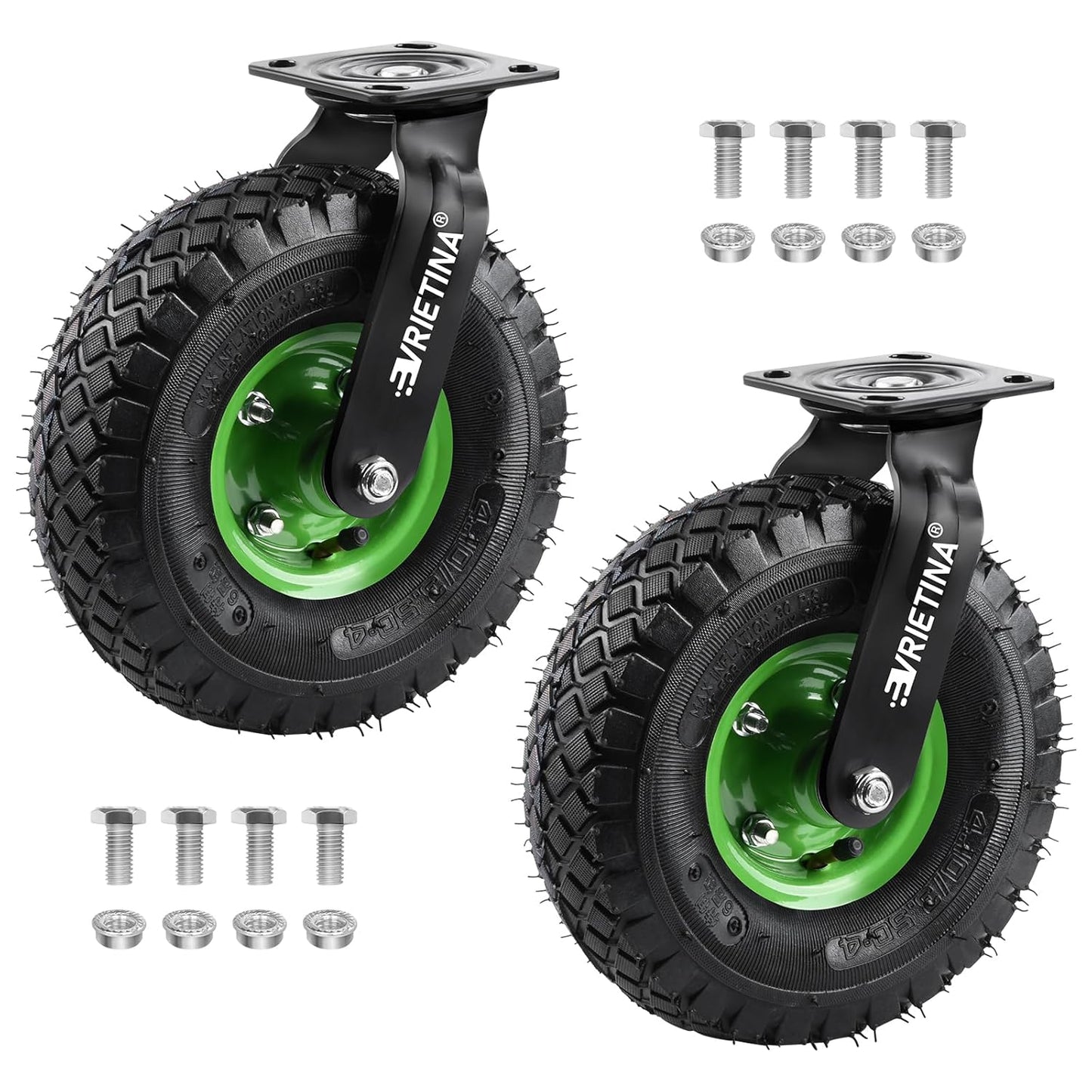 Vrietina 250mm Pneumatische Bockrollen 2 Stück – Tragkraft 270kg