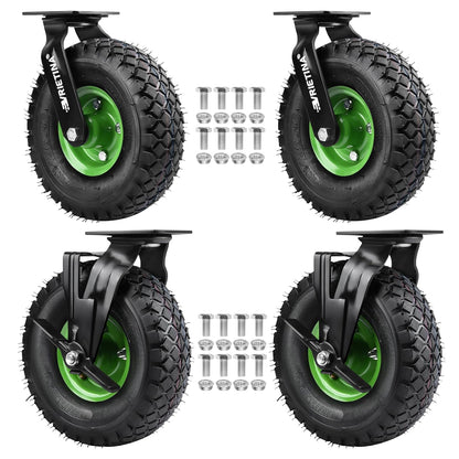 Vrietina 250mm Pneumatische Schwerlast - Lenkrollen – 4 Stück Set