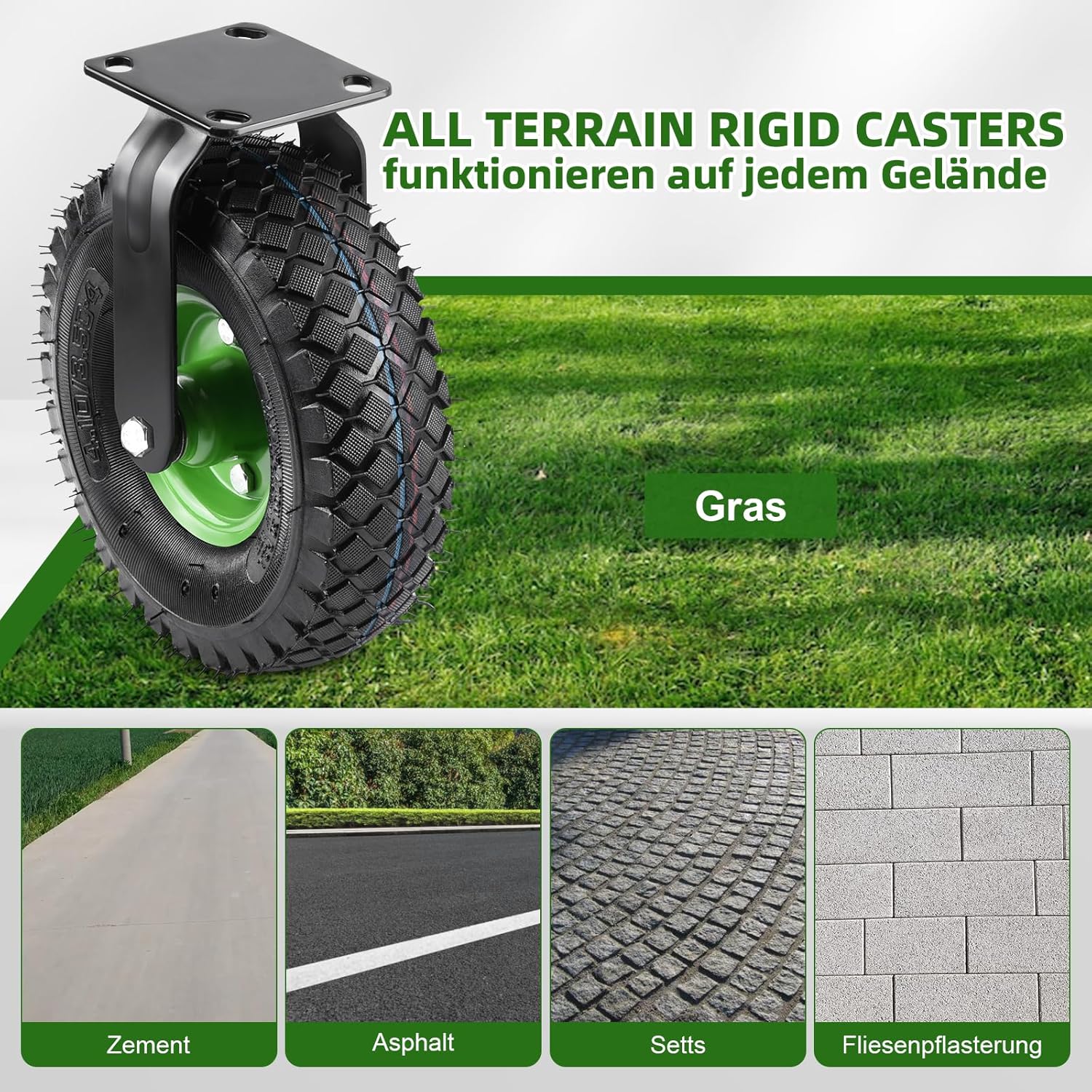 Vrietina 250mm Pneumatische Schwerlast - Lenkrollen – 4 Stück Set