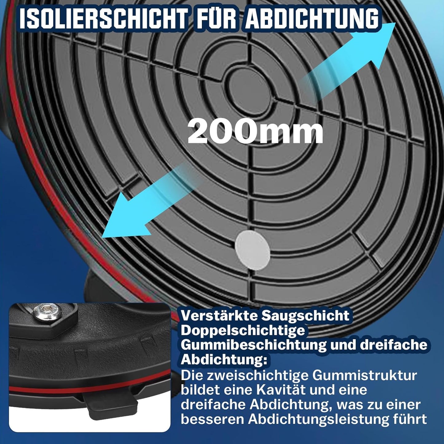 Vrietina 8 - Zoll Glas - Saugnapf Set – Starke Doppelschicht - Saugheber