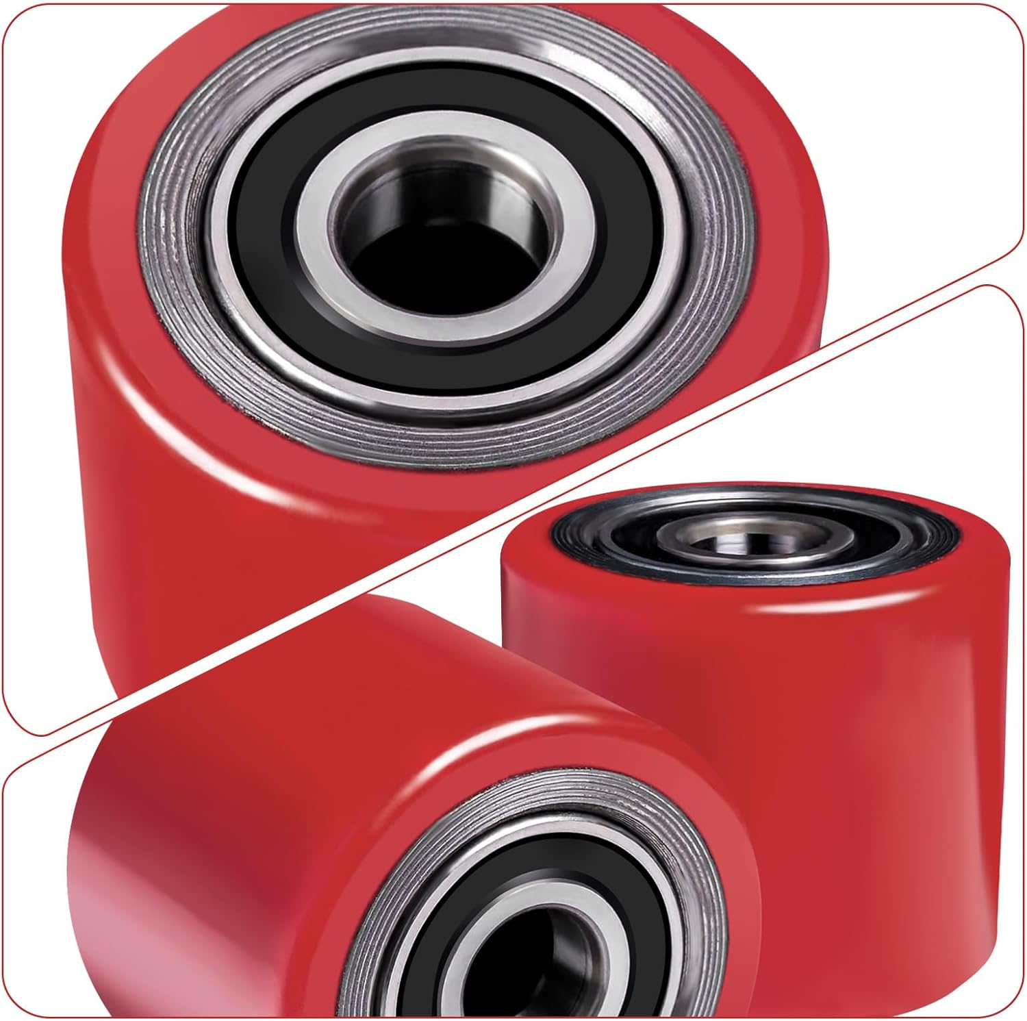 Vrietina 80x70mm Gabelstapler - Räder – Rotes PU, 4er - Set Ersatzräder