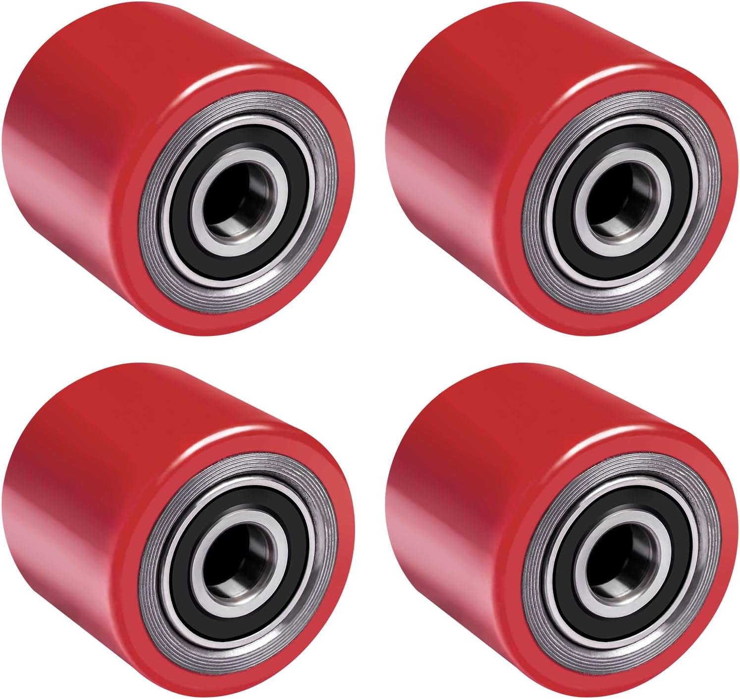 Vrietina 80x70mm Gabelstapler - Räder – Rotes PU, 4er - Set Ersatzräder