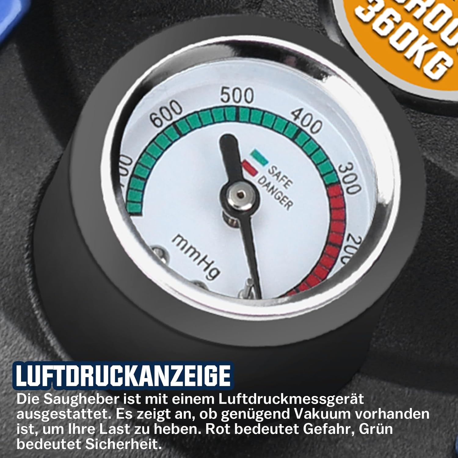 Vrietina Manometer - Saugheber Set – 2 Stück, Handpumpe, Edelstahl