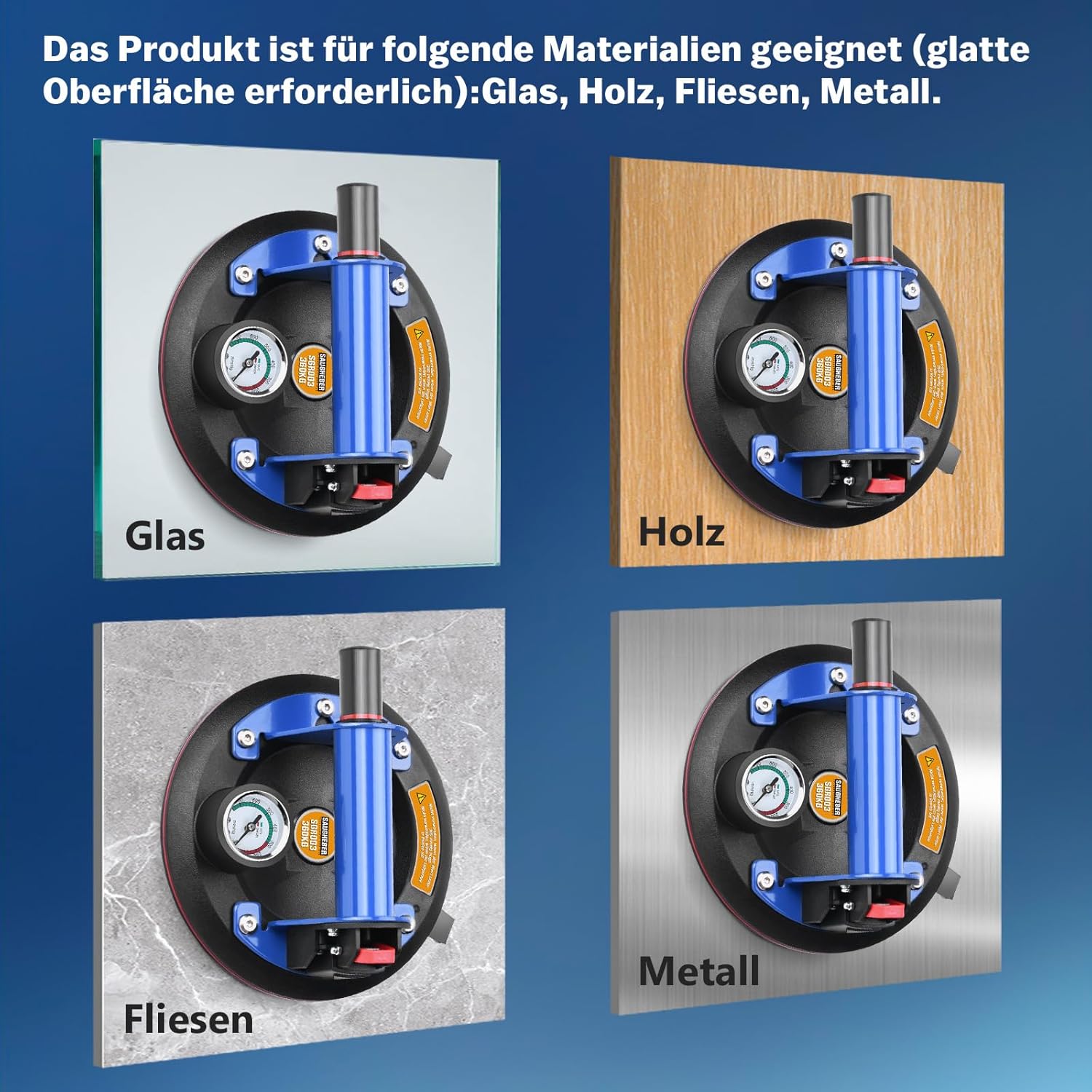 Vrietina Manometer - Saugheber Set – 2 Stück, Handpumpe, Edelstahl