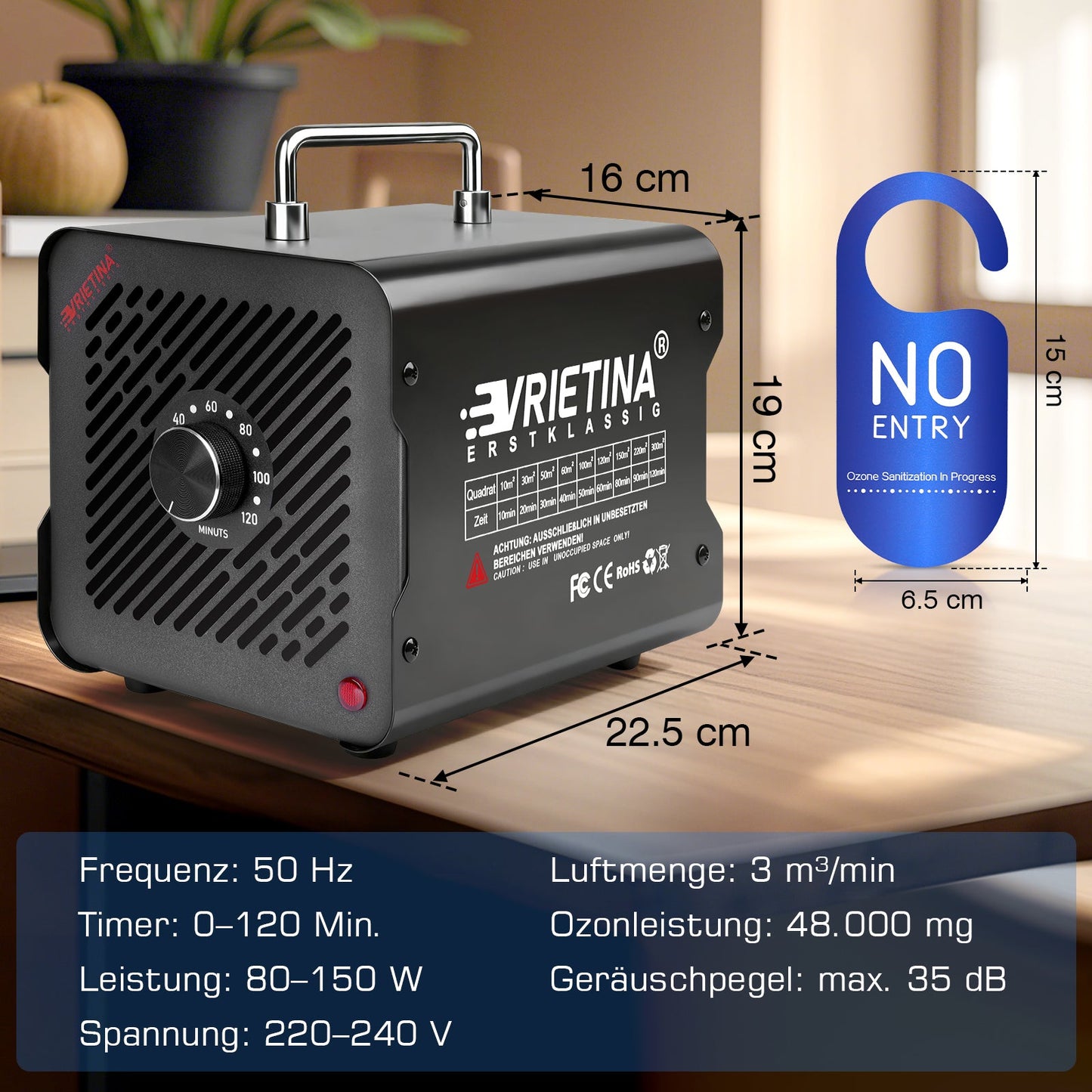 Vrietina Ozon - Generator 48.000 mg/h Geruch & Schimmel entfernen