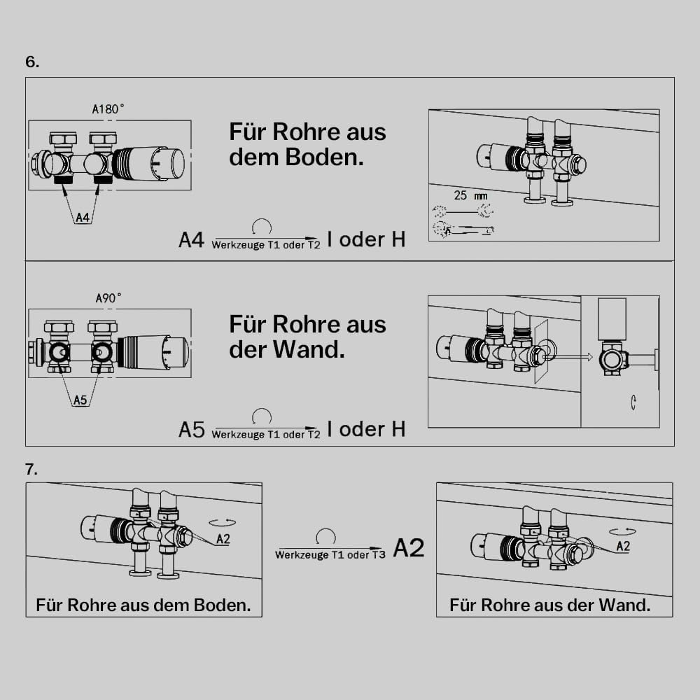 Vrietina Thermostat Multiblock Set – Messingventil für Badheizkörper