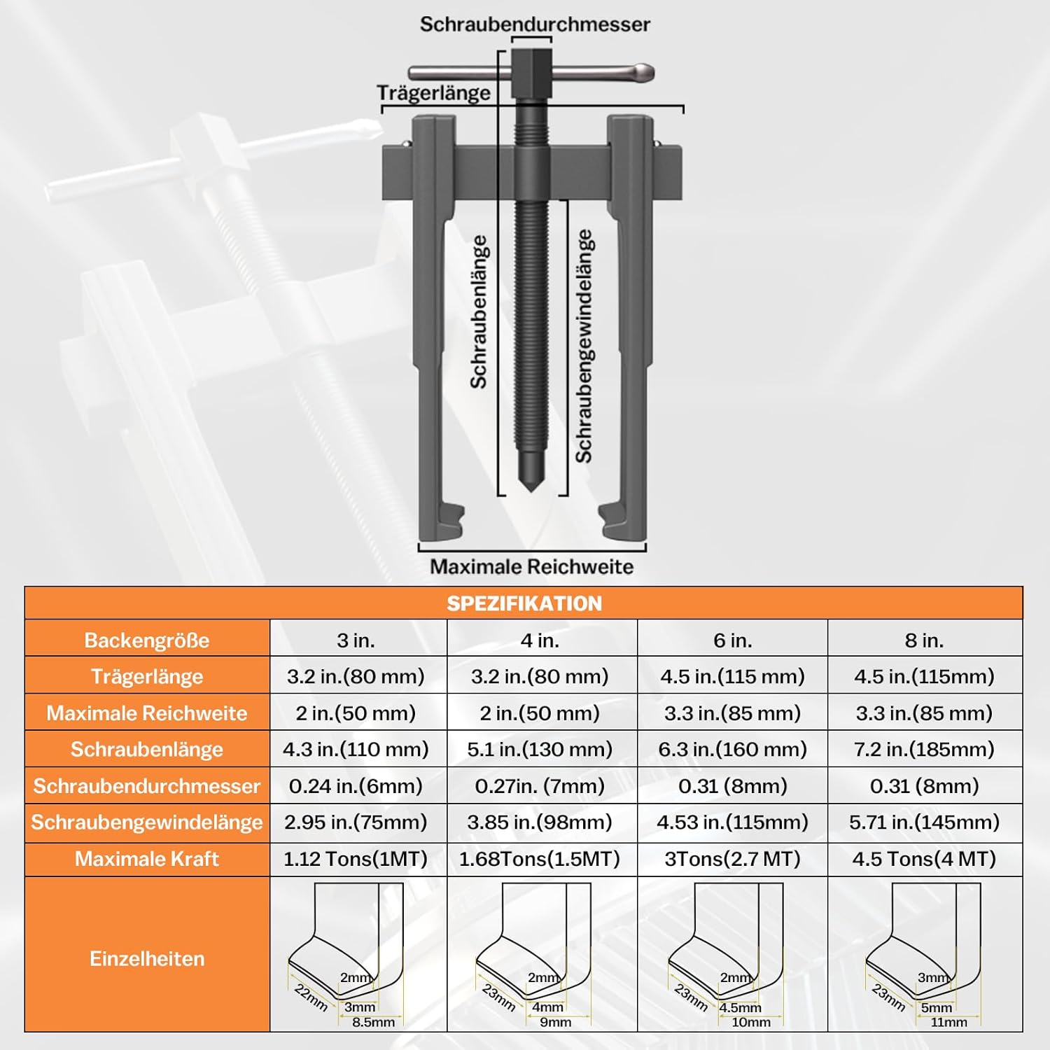 Vrietina Zweibacken - Lagerabzieher Set 3/4/6/8, Innen/Außen