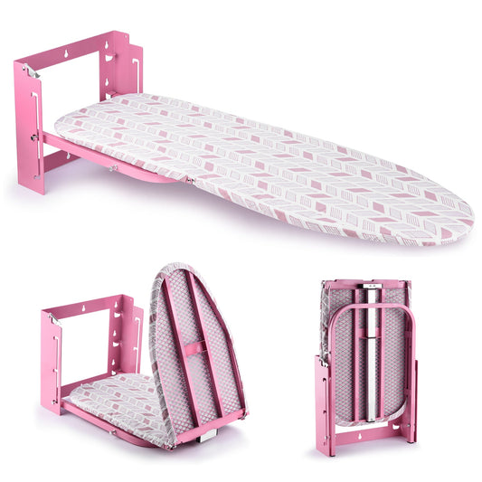 Wall - Mounted Folding Ironing Board – Pink, Adjustable Height, Space - Saving & Steam - Friendly - Vrietina